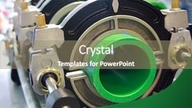  Presentation with manufacturing industry - Beautiful PPT theme featuring pipe industry - closeup of big pipeline manufacturing backdrop and a coral colored foreground