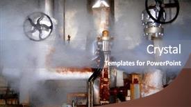  Presentation with pipe leakage - Beautiful presentation theme featuring pipe industry - leakage of steam backdrop and a gray colored foreground
