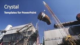  Presentation with steel pipe - Audience pleasing presentation design consisting of pipe into steel foundry smelter backdrop and a ocean colored foreground