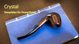  Presentation with tobacco - Slide set having pipe on table in study background and a tawny brown colored foreground