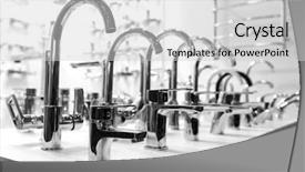  Presentation with plumbing - PPT theme consisting of pipe sale - rows of new faucets background and a light gray colored foreground