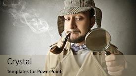  Presentation with detective - Colorful slide set enhanced with pipe smoke - detective backdrop and a coral colored foreground