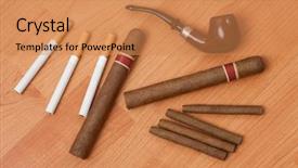 Presentation with accessories - PPT layouts featuring pipe smoke - smoking accessories background and a coral colored foreground