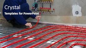  Presentation with home - Presentation theme having pipefitter-install-system-of-underfloor background and a navy blue colored foreground