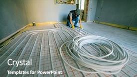  Presentation with repair - Cool new PPT theme with pipefitter installing system of heating backdrop and a  colored foreground