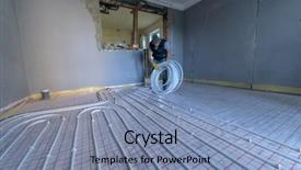  Presentation with cardiovascular system and marathon - PPT theme featuring pipefitter installing system of heating background and a light blue colored foreground