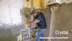  Presentation with resperatory system - Amazing presentation theme having pipefitter installing system of heating backdrop and a  colored foreground