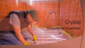  Presentation with barangay justice system - PPT theme featuring pipefitter installing system of heating background and a red colored foreground