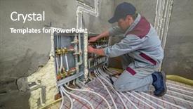  Presentation with biology circulatory system - Amazing PPT layouts having pipefitter installing system of heating backdrop and a  colored foreground