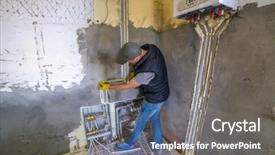  Presentation with opd software management system - Cool new slides with pipefitter installing system of heating backdrop and a  colored foreground