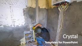  Presentation with measurment system - Audience pleasing slide deck consisting of pipefitter installing system of heating backdrop and a  colored foreground