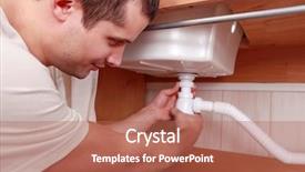  Presentation with waste - Beautiful PPT theme featuring pipefitting - plumber fitting the waste backdrop and a coral colored foreground