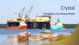  Presentation with floating - Beautiful presentation theme featuring pipelayer works at the construction backdrop and a sky blue colored foreground