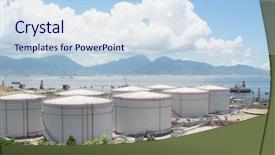  Presentation with construction container - Cool new PPT theme with pipeline construction - gas container in hong kong backdrop and a sky blue colored foreground