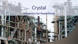  Presentation with construction pipeline - Audience pleasing theme consisting of pipeline construction - indutrial complex system building backdrop and a sky blue colored foreground