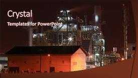  Presentation with oil refinery - Amazing theme having pipeline construction - petrochemical oil refinery factory backdrop and a wine colored foreground