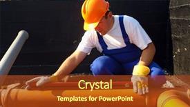  Presentation with sewage - Colorful presentation design enhanced with pipeline construction - plumber measuring slope of assembled backdrop and a tawny brown colored foreground