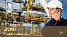  Presentation with construction pipeline - Audience pleasing PPT layouts consisting of pipeline construction - portrait of an engineer talking backdrop and a tawny brown colored foreground