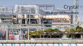  Presentation with plant structure - Audience pleasing slide deck consisting of pipelineengineering - chemical factory plant with gas backdrop and a light blue colored foreground