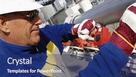  Presentation with pipeline - Cool new presentation with pipelineengineering - engineer inside refinery turning pipeline backdrop and a navy blue colored foreground