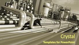  Presentation with oil refinery - Presentation theme having pipelines inside oil refinery worker background and a violet colored foreground