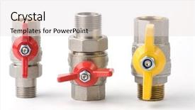  Presentation with gas - Presentation theme having pipelines valves design - three gas and water topcocks background and a sky blue colored foreground