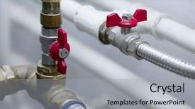 Presentation with water pipe - Slide set consisting of pipes and valves background and a light gray colored foreground