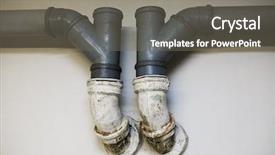  Presentation with sewer pipes - Colorful PPT theme enhanced with pipes for the water drain backdrop and a gray colored foreground