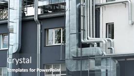  Presentation with technical support - PPT theme with pipes-for-ventilation-and-maintenance background and a dark gray colored foreground