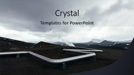  Presentation with geothermal energy - Audience pleasing slide deck consisting of pipes in mountains geothermal energy backdrop and a light gray colored foreground