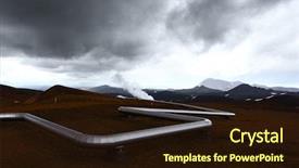  Presentation with geothermal energy - Presentation theme consisting of pipes in mountains geothermal background and a wine colored foreground