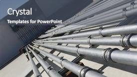  Presentation with solar power plant - Amazing presentation theme having pipes leading to electrical boxes backdrop and a dark gray colored foreground