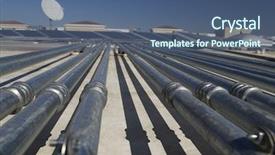  Presentation with solar power plant - Presentation design featuring pipes leading to solar panels background and a ocean colored foreground