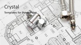  Presentation with pipes - Presentation design featuring piping drawings - pipes over house plan blueprints background and a white colored foreground