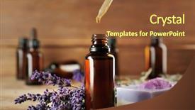  Presentation with essential oil - Beautiful slide set featuring pipette dropping essential oil backdrop and a tawny brown colored foreground