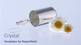  Presentation with serum - Slide deck with pipette-with-cosmetic-serum background and a sky blue colored foreground