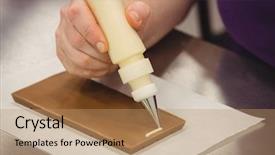  Presentation with bag - Slide deck consisting of piping bag on chocolate plaque background and a coral colored foreground