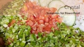  Presentation with salad - Presentation theme enhanced with pipirrana-typical-malaga-salad-malaga background and a  colored foreground