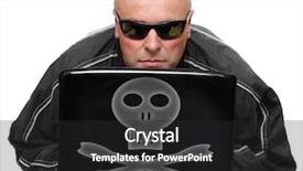  Presentation with hacker - Audience pleasing PPT layouts consisting of piracy - dangerous hacker with laptop backdrop and a dark gray colored foreground