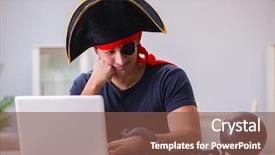  Presentation with pirate - PPT theme having piracy - digital security concept with pirate background and a tawny brown colored foreground