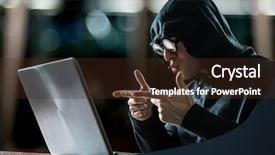  Presentation with computer hacker - Amazing slide set having piracy - hacker in front of his backdrop and a wine colored foreground