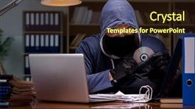  Presentation with personal data - Slide deck enhanced with piracy - hacker stealing personal data background and a wine colored foreground