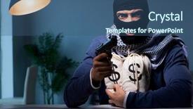  Presentation with gun - PPT layouts consisting of piracy - terrorist burglar with gun asking background and a ocean colored foreground