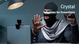  Presentation with gun - Slide set featuring piracy - terrorist burglar with gun working background and a ocean colored foreground