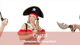  Presentation with pirate - PPT layouts consisting of piracy - woman pirate isolated on white background and a coral colored foreground
