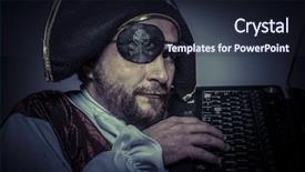  Presentation with pirate - Theme featuring piracy computer security hacker pirate background and a wine colored foreground