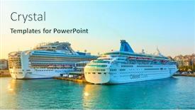  Presentation with cruise ships - PPT theme consisting of piraeus-athens-greece-april-20 background and a  colored foreground