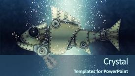  Presentation with steampunk - Audience pleasing theme consisting of piranha mechanical animal photo compilation backdrop and a ocean colored foreground