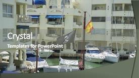  Presentation with pirate - Beautiful slide set featuring pirate boat moored in marbella spain city summer backdrop and a gray colored foreground