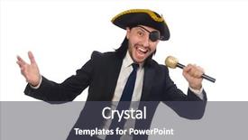  Presentation with pirate - Colorful theme enhanced with pirate businessman holding the microphone isolated on white backdrop and a dark gray colored foreground